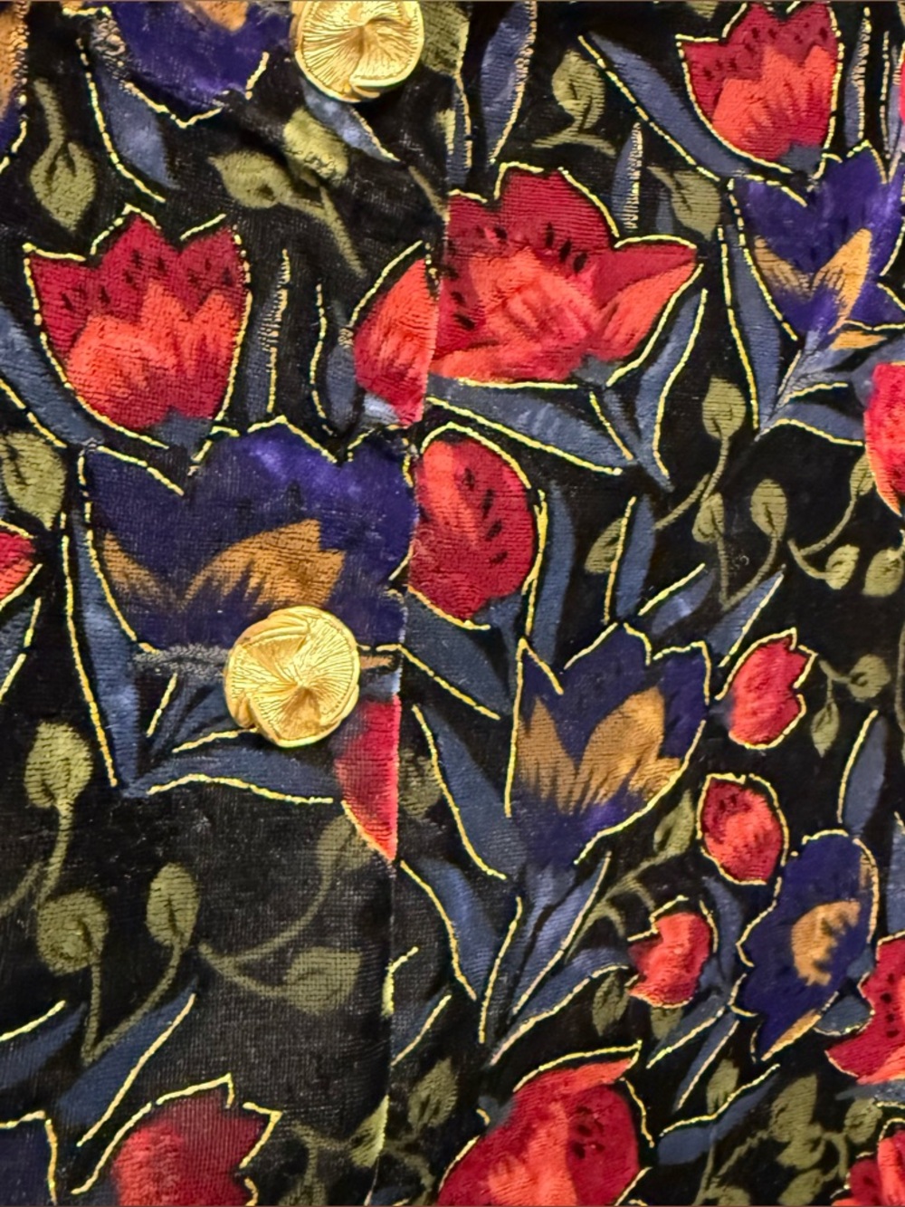 Vintage BROCHURE Velvet Floral Cropped Jacket | Medium - Picture 4 of 7